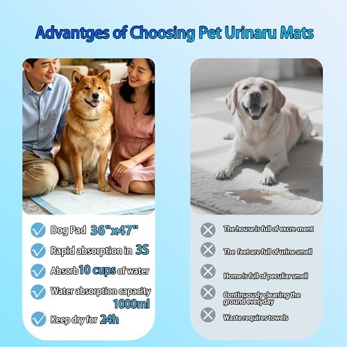 XXXXL Puppy Pee Pads for Dogs 36"x47" 50 Count, Extra Large Dog Pee Pads, Leak-Proof & Super Absorbent Dog Pee Pads, Thicken Disposable Potty Pads Puppy Training Pads for Cats Rabbits - Image 6