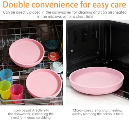 2 Pcs Silicone Cat Bowls 7″ Flat Dog Bowls Non-Slip Shallow Puppy Plates Relief Whisker Fatigue Pet Dishes Set for Dry ＆ Wet Food, Pink - Image 4