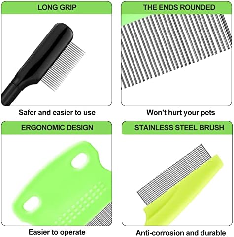 Boao 5 Pcs Dog Eye Comb Tear Stain Remover Grooming, Green, Black - Image 3