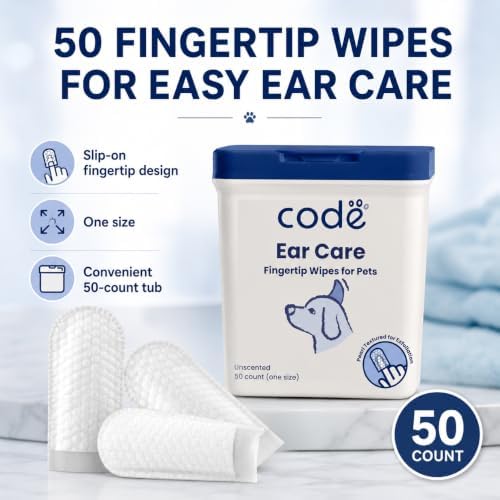 codé Dog Ear Wipes, Unscented Fingertip Cleaning Wipes, 50 Count - Image 2
