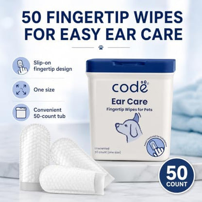 codé Dog Ear Wipes, Unscented Fingertip Cleaning Wipes, 50 Count - Image 2
