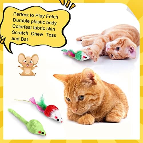 Syhood 120 Pcs Fur Mouse Cat Rattle Toys Bulk Small Catnip Interactive Play - Image 3