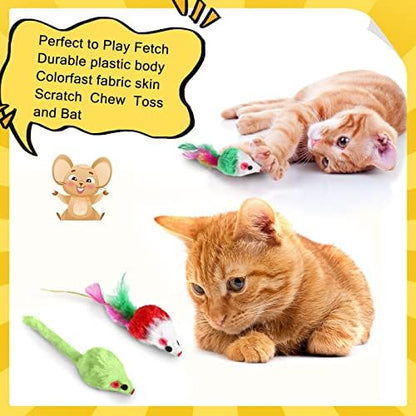 Syhood 120 Pcs Fur Mouse Cat Rattle Toys Bulk Small Catnip Interactive Play - Image 3