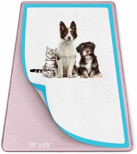 Pee Pad Holder for Dogs 50''x35'' Silicone Puppy Pee Pad Tray, Pink by Bartuke