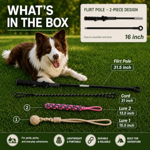Flirt Pole for Dogs,Heavy Duty Interactive Chase & Rope Tug Toy - Image 7