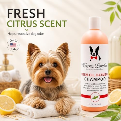 Warren London Neem Oil with Oatmeal Dog Shampoo - Deep Cleansing & Moisturizing for Sensitive Skin - Itch Relief & Odor Control - Made in USA - 17 oz - Image 3