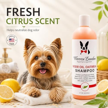 Warren London Neem Oil with Oatmeal Dog Shampoo - Deep Cleansing & Moisturizing for Sensitive Skin - Itch Relief & Odor Control - Made in USA - 17 oz - Image 3