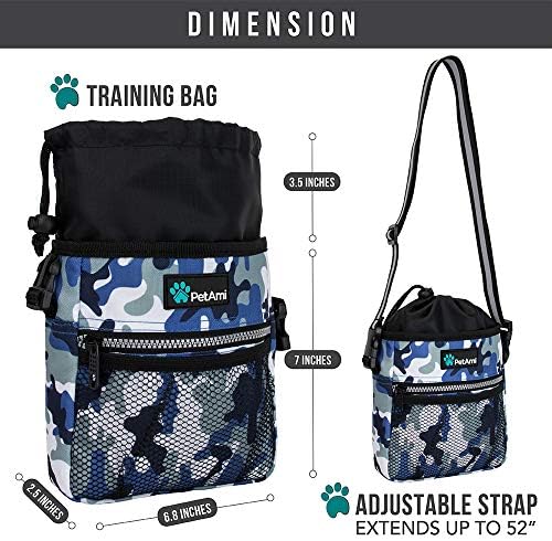 PetAmi Dog Treat Pouch, Pet Treat Pouch for Training, Dog Walking Bag Holder for Kibbles, Pet Food Toy, Dog Trainer Essentials Supplies, Poop Bag Dispenser, 3 Ways to Wear (Camo Blue) - Image 6