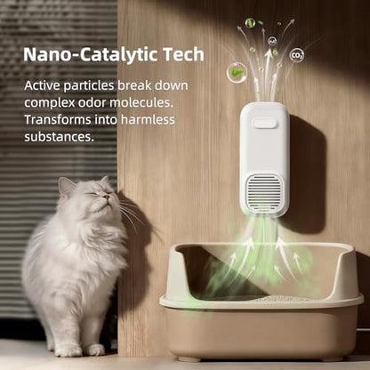 uahpet Cat Litter Deodorizer, No Ozone Air Purifier Plug in, Nano-Tech Cat Odor Eliminator for Litter Box, Filterless Odor Remover with 5ft Cord, Safe & Quiet Air Freshener for Pet Homes - Image 2