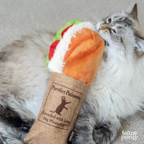 P.L.A.Y. Cute Cat Toys - Feline Frenzy Interactive Kicker Toy, Sandwich Food Themed Catnip Filled Toy, Great for Adult Cats and Kittens - Double Stitched, Recycled Materials, Crinkles (Tuna Baguette) - Image 5