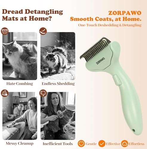 Undercoat Rake & Self-Cleaning Deshedding Brush, Green - Image 5