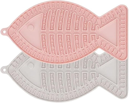PuppyLamb Fish-Shaped Lick Mat with Strong Suction Cups - Dog & Cat Bathing Distraction Tool, Calming Treat Mat for Grooming, Nail Trimming & Anxiety Relief, Slow Feeder for Yogurt & Peanut Butter