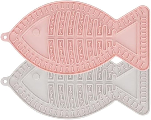 PuppyLamb Fish-Shaped Lick Mat with Strong Suction Cups - Dog & Cat Bathing Distraction Tool, Calming Treat Mat for Grooming, Nail Trimming & Anxiety Relief, Slow Feeder for Yogurt & Peanut Butter