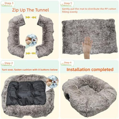 XxingSheep Extra Large Cat Tunnel Bed Plush Cat Cave for Indoor Cats - Image 6