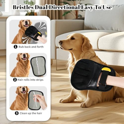 Pet Hair Removal Gloves, Black, Adjustable Strap, Static Hair Remover for Clothing, Sofa, Car Seat, Reusable - Image 3