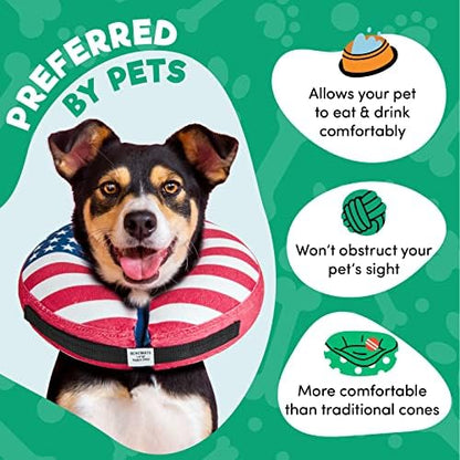 BENCMATE Inflatable Dog Cone Collar Alternative After Surgery Small, Flag - Image 3