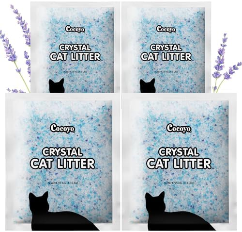 COCOYO Lavender-Scented Crystal Cat Litter I Silica Gel Cat Litter – 17.2 Lbs Value Pack (4.3 Lbs x 4) by COCOYO