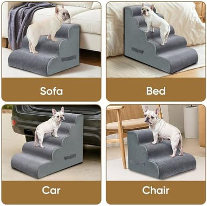 PAWSCRAT 4-Step Pet Stairs for High Beds & Sofas, 19.6''H Dog Stairs, Grey - Image 7