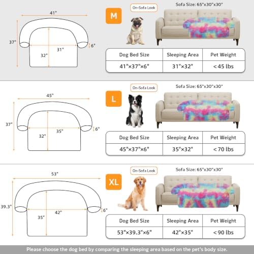GGIB Calming Dog Bed Fluffy Plush Dog Mat for Furniture Protector with Removable Washable Cover for Large Medium Small Dogs and Cats (Medium, Rainbow) - Image 6