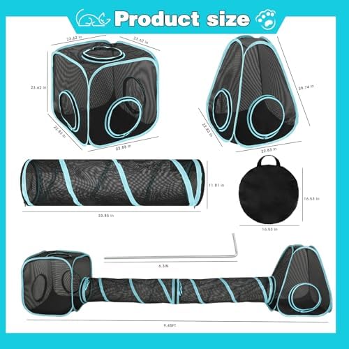 Outdoor Cat Enclosure, 4-in-1 Cat Tent Tunnel Playpen Set - Image 3