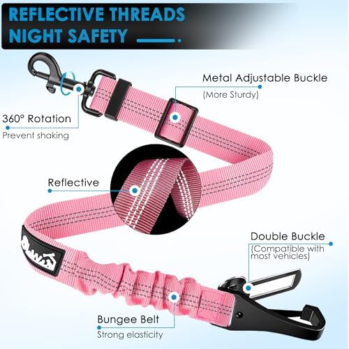 Lukovee Dog Seat Belt, 2 Pack, 3-in-1 Headrest & Seatbelt Clip & Latch - Image 2