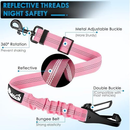 Lukovee Dog Seat Belt, 2 Pack, 3-in-1 Headrest & Seatbelt Clip & Latch - Image 2