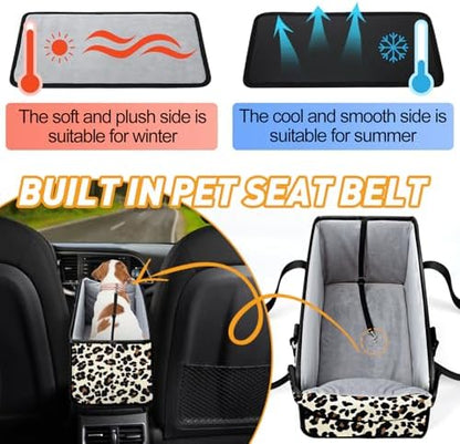 Portable Dog Car Seat for Small Dogs, Puppy Car Seat, Leopard - Image 6