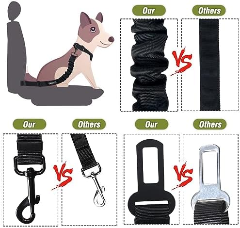COOYOO Dog Seat Belt,3 Piece Set Retractable Dog Car Adjustable Seatbelts for Vehicle Nylon Pet Safety Heavy Duty & Elastic & Durable Car Harness for Dogs - Image 4