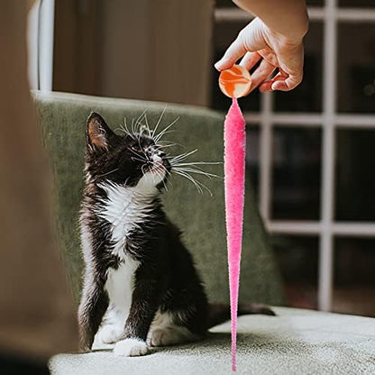 SHENGSEN Bouncy Ball with Tail Cat Toys-5 Packs,Magic Worm with Large Colorful Ball Toy for Cats,Fuzzy Worm Bouncy Balls Cat Toy - Image 5