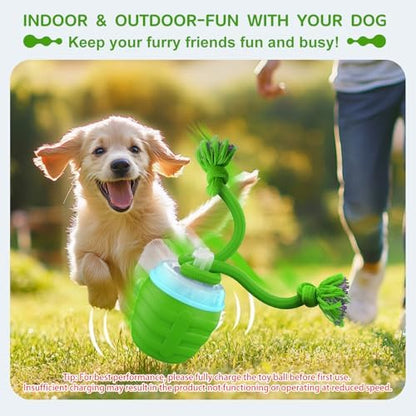 Interactive Dog Toy, [Newly Upgraded] Motion Activated Rolling Squeaky Ball for Medium/Large Dogs, Automatic Moving Dogs Ball for Boredom, USB Rechargeable(Green) - Image 2