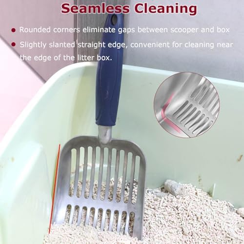 Cat Litter Scoop, Kitty Metal Scooper, Aluminum Alloy Sifter, Kitten Pooper Lifter, Deep Shovel, Long Handle, Poop Sifting, Durable, Heavy Duty, for Litter Box - Image 4