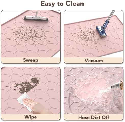 Garoopion Silicone Cat Litter Mat 34×22 inch, Easy to Clean, Pink - Image 5