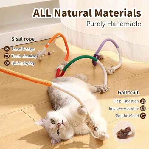 Cat Toys for Indoor Cats, Orange, 3 Pcs Silvervine Sticks & 1 Pc Rope - Image 3