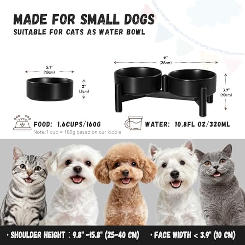 Raised Ceramic Dog Bowl Set with Stand, 1.6 Cups Elevated Dog Food Stand - Image 2