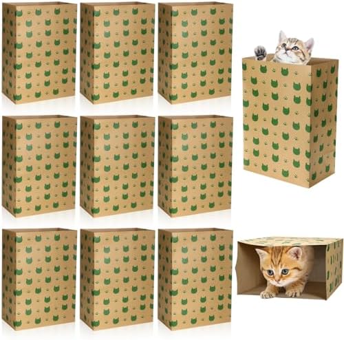 Feifeiya 20 Count Cat Paper Bags Cat Toys Hideout for Cats & Kittens, Fun & Engaging Play Tunnel Toy Bag Collapsible Tunnel Pet Paper House, Brown by Feifeiya