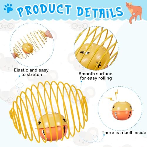 Jecery 5 Pcs Cat Toys Spring,Bell,Multicolor - Image 3