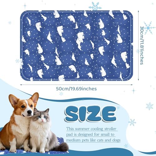 Nuanchu Pet Cooling Mat, Royal Blue Bear, 11.81 x 19.69 Inches, 1 Pcs - Image 2