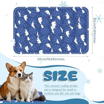 Nuanchu Pet Cooling Mat, Royal Blue Bear, 11.81 x 19.69 Inches, 1 Pcs - Image 2