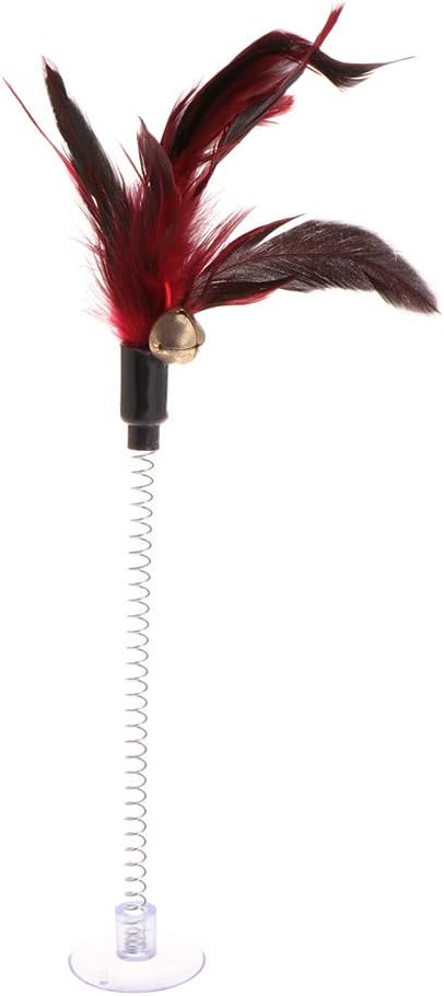 Forgun Cat Toys Feather Stick Spring Suction Cup Pet Teaser Funny Interactive Wand Pen