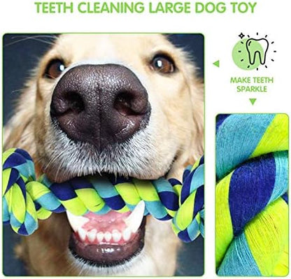 SHARLOVY Large Tough Chew Toys for Aggressive Chewers, 9 Pack Dog Rope Toys - Image 4