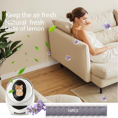 10 PCS Cat Litter Deodorizer Refills Compatible with Whisker OdorTrap Pod,Odor Remover Refills for Litter-Robot 4 Waste Bags & Litter-Robot 3 Waste Drawer, Litter Box Odor Eliminator (Lavender) - Image 5