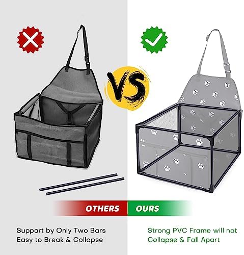 GENORTH Small Dog Car Seats for Small Dogs,Portable Puppy/Pet Car Booster Seat with Clip-On Leash and Mesh Window for Pet Up to 11 lbs - Image 6