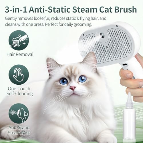 3-in-1 Self-Cleaning Shedding Steam Brush for Dogs & Cats - Image 2