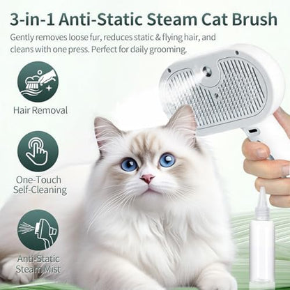 3-in-1 Self-Cleaning Shedding Steam Brush for Dogs & Cats - Image 2