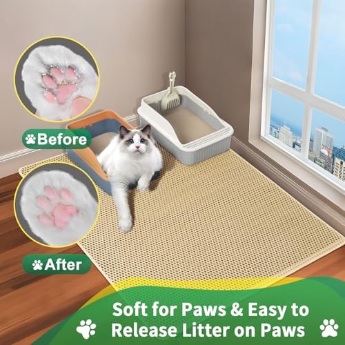 GRELY XL 47 x 28 Extra Large Double Layer Cat Litter Mat, Kitty Box Mat, Waterproof Urine Proof Non-Slip Cats Rug for Pet,Litter Trapping Mat - Image 4