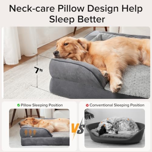 INVENHO L Plus Orthopedic Dog Bed for Large Dogs, Washable Dog Sofa with Egg-Crate Foam, Waterproof Lining and Non-Skid Bottom - Image 4