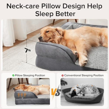 INVENHO L Plus Orthopedic Dog Bed for Large Dogs, Washable Dog Sofa with Egg-Crate Foam, Waterproof Lining and Non-Skid Bottom - Image 4