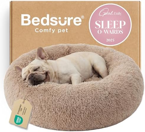 Bedsure Calming Dog Bed Medium Size Dog Donut Washable Pet Bed,30ins Camel by Unknown