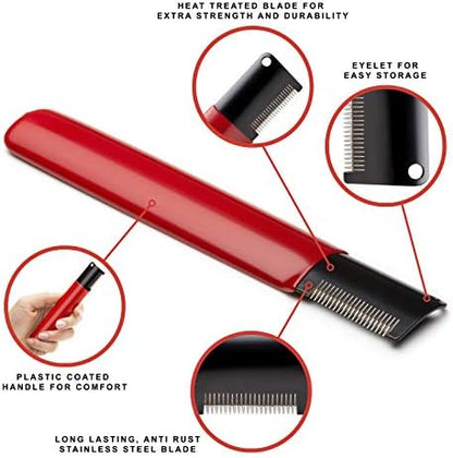 Mikki Dog, Puppy Grooming Stripping Knife - Hand Stripping Blade Tool for Fine Hair Coats, Red - Image 5
