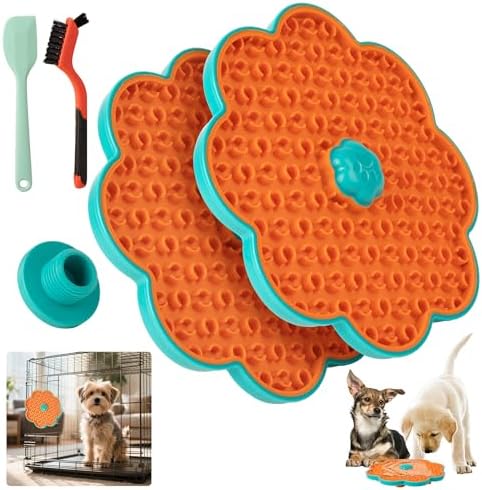 2 in 1 Lick Mat for Crate Training, Dog Slow Feeder Anxiety Relief Pad with Suction Cups, Dishwasher Safe, BPA-Free Silicone for Small & Medium Dogs, 2 Pack by Home